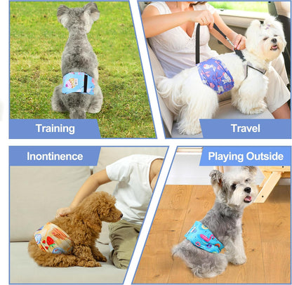 Dog Belly Bands for Male Dogs 5 Pack, Reusable Male Dog Diapers, Washable Belly Bands, Adjustable Pee Wraps for Marking, Incontinence & Training, Rabbit, S