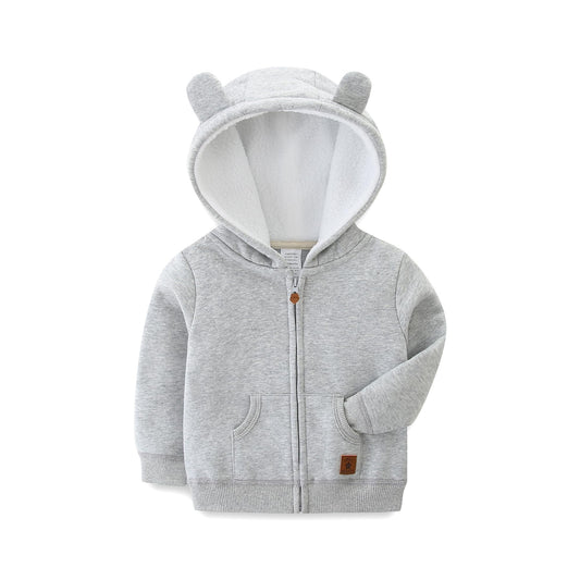 Half Birthday Outfit Baby Boy Solid Casual Pocket Hoodie Sweatershirt Pullover Grey